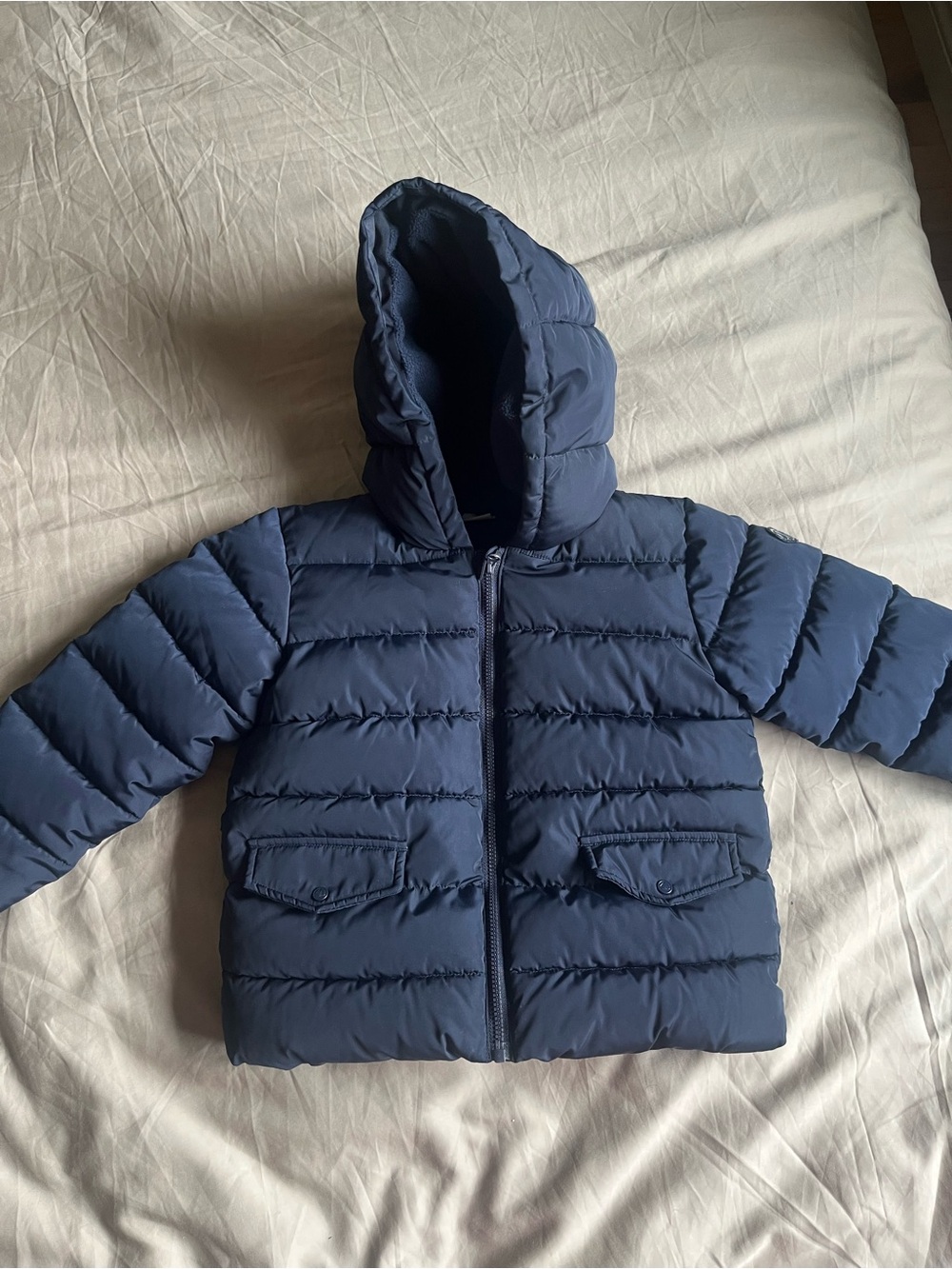 Petit Bateau Navy Blue Hooded Puffer Jacket